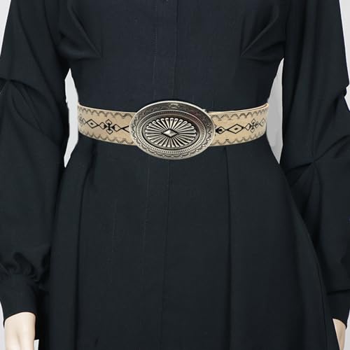 Western PU Leather Waist Belt Adjustable Length Waist Belt For Girl Women Embossed Pattern Belt For Coat Skirts Jeans4