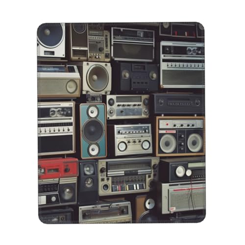 Mouses Pad Vintage Wall of Radio Boombox Mouses mat Computer Mouse Mat for Man Woman Mousemat with Non-Slip Rubber Base Laptop Mouse mat Mouse Pad for Gaming Home Office