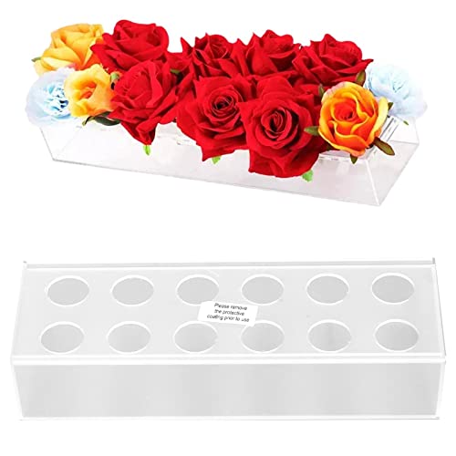 Vase en acrylique long rectangle LED anti-chute pour centre de table basse de mariage