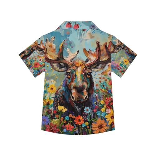 Image of PinUp Angel Funky Casual Hawaiian Shirt Kids Boys Girls Art Oil Painting Animal Pattern Short Sleeve Unisex Beach Shirt