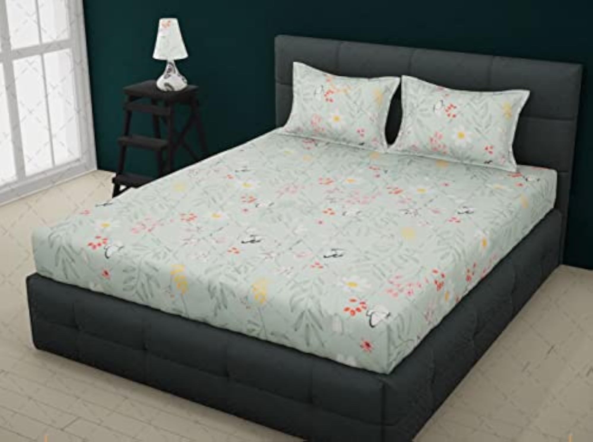 Super Soft 210 TC Cotton King Size Bedsheet with 2 Pillow Covers