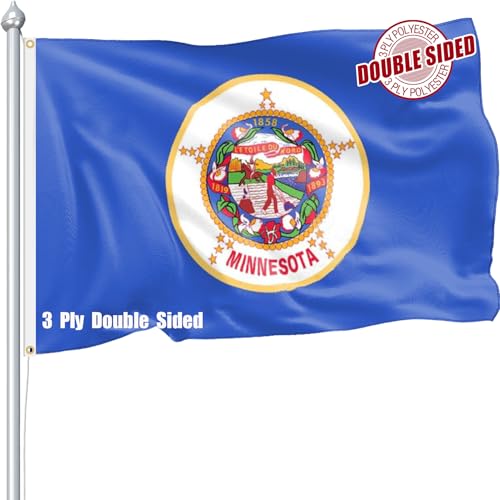 Nuibers Minnesota Flag 3x5 FT Sturdy for Outside Heavy Duty 3Ply Polyester Minnesota State Flags Outdoor Double Sided Long Lasting MN State Flag Brass Grommets