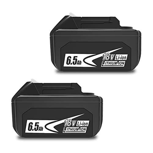 Atcuji 2 Pack 6.5Ah 18V Bl1860B Replacement Battery For 18V 6.0Ah Bl1860-2 Bl1860B-2, Compatible With Makita 18V Lxt-Cordless Power Tools & Battery Chargers, 18 Volts 108Wh 6Ah Bl1860B-2 Battery #TOP5