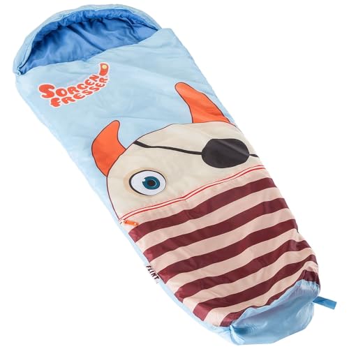 Skandika Kinderschlafsack Sorgenfresser Flint | Schlafsäcke für Kinder bis 140 cm mit Mikrofaserfüllung Mumienschlafsack mit Kapuze und Tasche | Schlafsack Camping Kuschelschlafsack