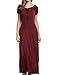 Meaneor Women Boho Cap Sleeve Smocked Waist Tiered Renaissance Summer Maxi Dress (S, Wine Red)
