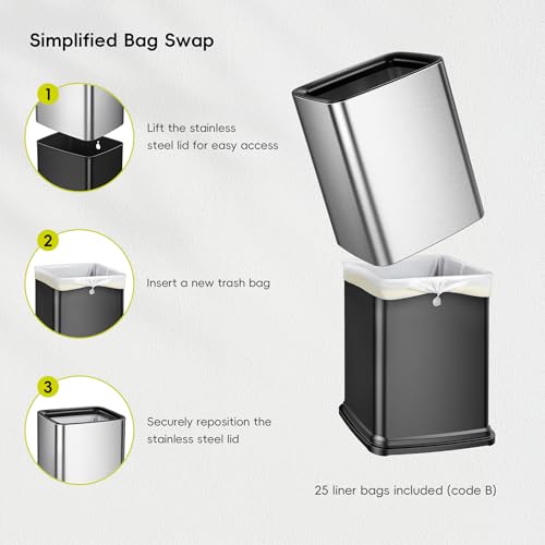 Cubo de basura de 10L EKO Laguna moderno contenedor de acero mate 4