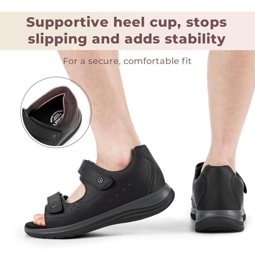 Image of FitVille Diabetic Sandals for Women Wide Width, Open Toe Orthopedic Wide Sandals for Women with Adjustable Straps and Arch Support for Bunions, Plantar Fasciitis, Swollen Feet