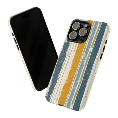 Coque iPhone 15 Pro Max rigide mate au motif rayé rustique en lin - 2