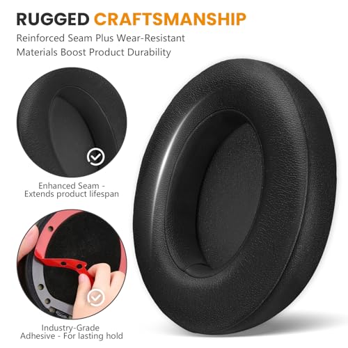 Almohadillas de repuesto para auriculares Beats Studio 2 y 3 inalámbricos, fundas para orejeras compatibles con Studio 2.0 y 3.0 (B0501, B0500, A1914), espuma viscoelástica más suave y mejor aislamiento acústico (negro) miniatura 3