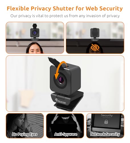 TOUCAN 1080P Webcam for pc, Webcam with Microphone for Laptop, Plug and Play USB Web Cam, 90°View Computer Camera, External Camera for Streaming, Skype, Zoom, FaceTime, Hangouts, MacBook/Tablet — view 4