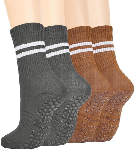 Image of QFM Grip Pilates Socks for Women Non Slip Yoga Socks Open Top Athletic Socks for Barre Ballet Barefoot Workout Hospital