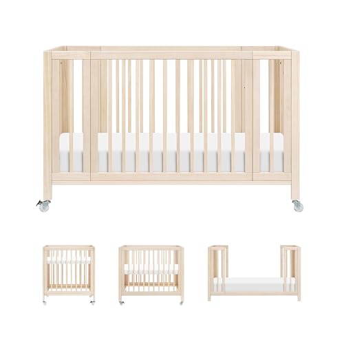Image of Babyletto Rolli 9-in-1 Convertible All-Stages® Bassinet to Full-Size Crib in Washed Natural, Greenguard Gold Certified, Portable & Adjustable with Select Conversion kit and Pads Included