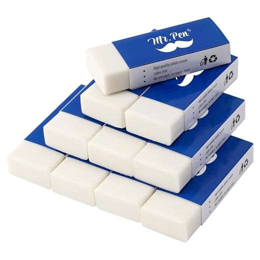 Mr. Pen Pencil Erasers, White, Large, Pack of 10