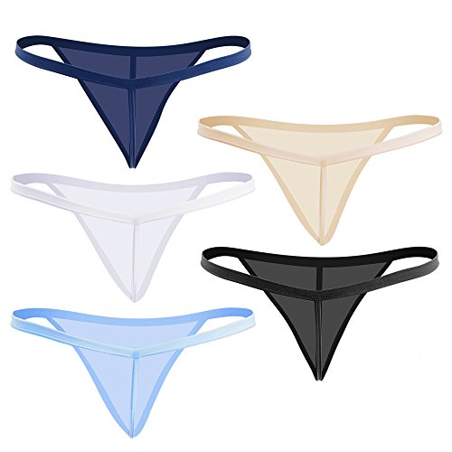 Closecret Men Cotton Underwear Stretchy T Back G-String Thongs (Pack of 5, Assorted)2