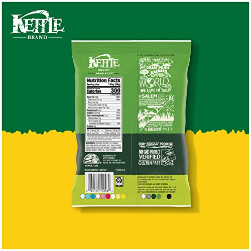 Kettle Brand Potato Chips, Krinkle Cut, Dill Pickle Kettle Chips, Snack Bag 2 Oz (Pack of 6)