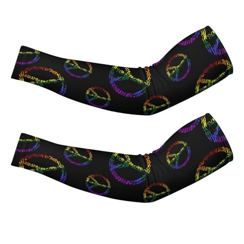 Peace LGBT Rainbow Flag Ice Silk Arm Sleeves Cooling Sun Protection Arm Sleeve for Men Women L