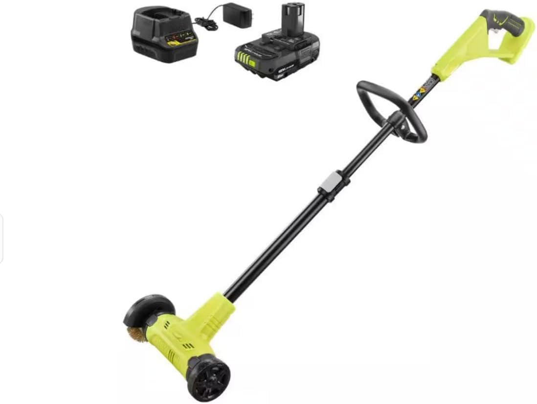 P2950 Fits for Ryobi 18V Patio Cleaner with Wire Brush Edger with 2.0 Ah Battery and Charger