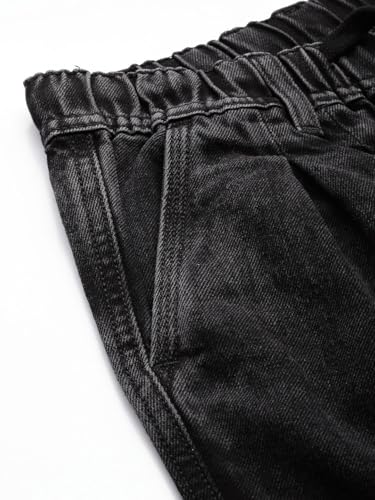 Image of The Indian Garage Co Men Relaxed Fit Solid Mid-Rise Denim Joggers