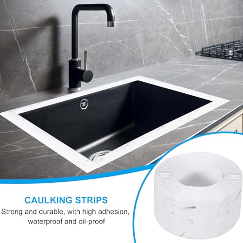 Image of PATIKIL Caulk Tape 1.5 inch x 10.5 Ft, Self Adhesive Sealing Tape Waterproof Toilet Tub Caulk Sealant Strip Sealing Trim for Kitchen Bathroom Toilet Bathtub Sink Countertop, Light Grey