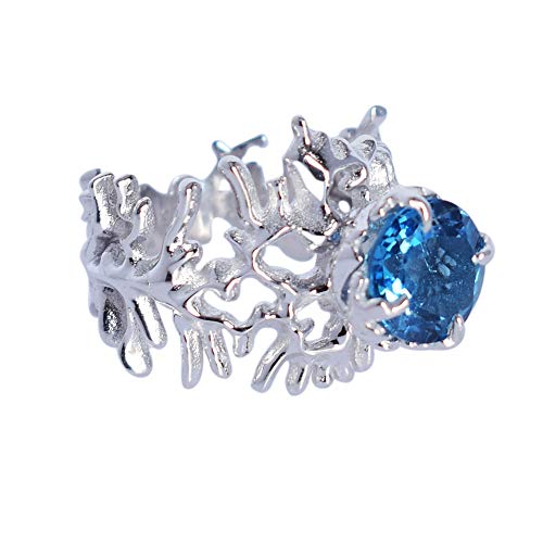 Bague topaze bleue de Londres en argent 925, le cadeau de fiançailles idéal pour femme