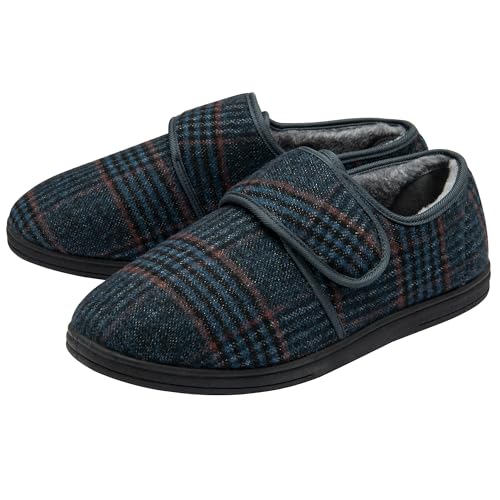 NorthSole Mens Slippers Easy Close Rip Tape Fastening - Blue - UK 8