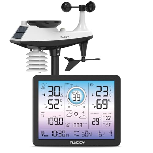 Raddy VP7 Station météo sans fil pour l'intérieur et l'extérieur, thermomètre professionnel, écran numérique 7,4