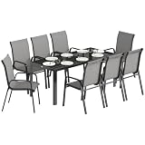 Outsunny Set Tavolo e Sedie da Giardino 9 Pezzi Grigio Chiaro