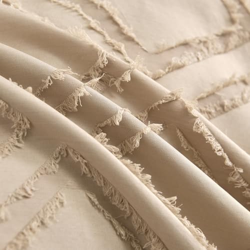 Standard Pillow Shams 2 Pack, Standard Size Pillowcases, Soft Microfiber Geometric Boho Pillow Covers with Envelope Closure, Camel, 20x26 Inches (No Insert)