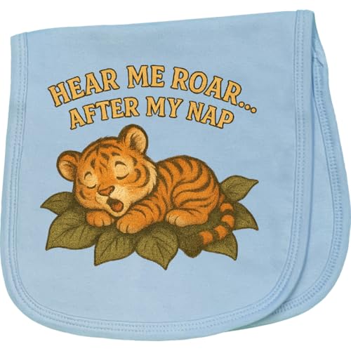 inktastic Cute Sleeping Tiger Hear Me Roar Nap Baby Burp Cloth Light Blue 46554