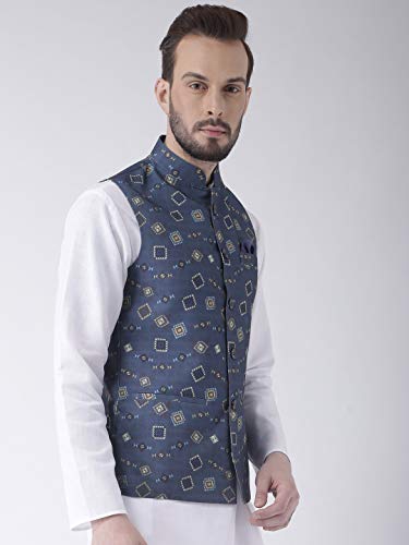 Image of Hangup mens printed nehru jacket 35A PRINTED NEHRU
