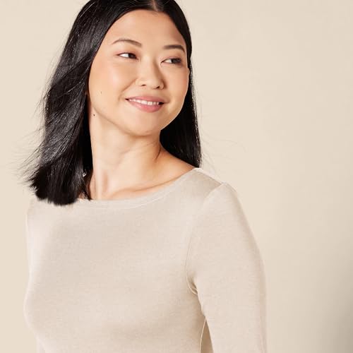 Image of Amazon Essentials Women's Slim-Fit 3 /4 Sleeve Boat Neck Tops Cotton Modal T-Shirt