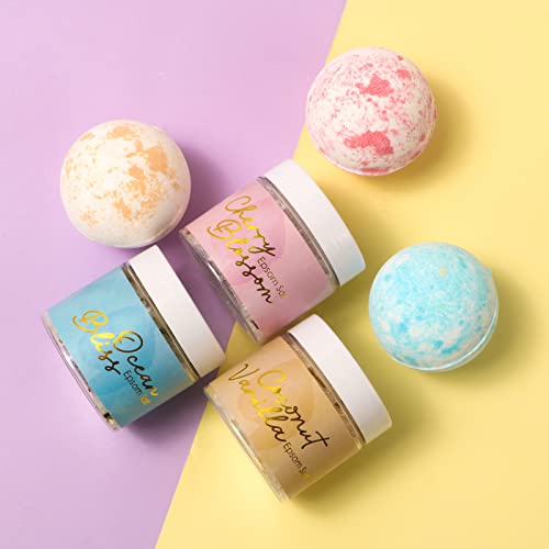 Epsom Salt & Bath Bomb Basket Set Spa Bath Gift Set, 15Pcs Epsom Salts, Handmade Bath Bombs With Shea Butter Vitamin E, Bath Spa Gifts For Women, Kids Birthday Mother's Day Gifts, Wife, Girlfriend #TOP3