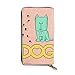 Produktbild JHGFG Dog Echtleder Geldbörse Lange Damen Geldbörse Handtasche Multi Kartenhalter Organizer Für Frauen Personalisiert
