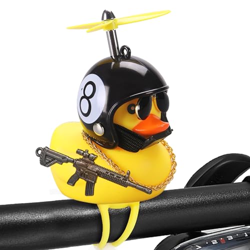 Image of wonuu Rubber Duck Car Ornaments, Squeeze Duck Dashboard Decorations Bicycle Decor for Cycling Motorcycle & Bicycle Accessories Decorations (Black 8-L&G)