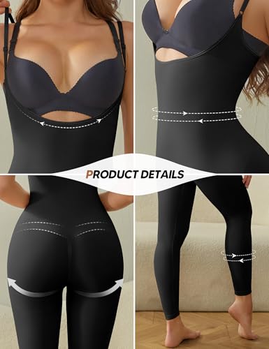 Open Bust Bodysuit Shapewear for Women Tummy Control Thigh Slimmer Butt Lifting Full Body Shaper4