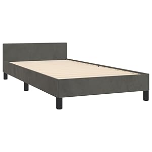 Cama tapizada para dormitorio, cama individual, estructura de cama con cabecero, color gris oscuro, 100 x 200 cm, terciopelo
