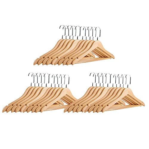 ZKFDP Perchas de Madera Perchas para Ropa Paquete de 30 Perchas de Madera Maciza de Primera Calidad con Superficie Lisa, duraderas, 1,2 cm de Grosor, Gancho Giratorio de 360º Cover