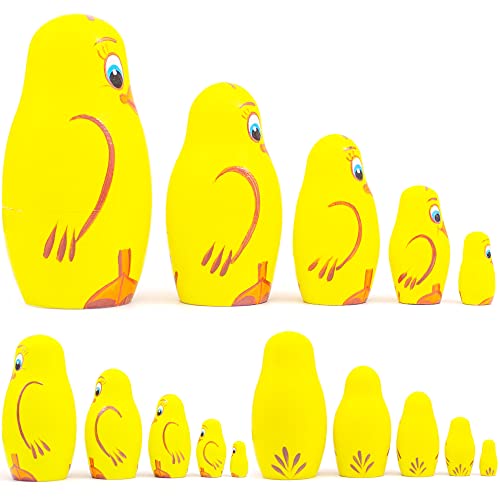 AEVVV Hand Painted Wooden Duckling Nesting Dolls #TOP30