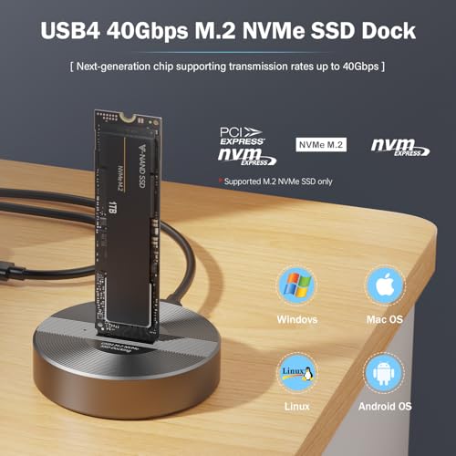 Docking Station USB 4 M.2 NVMe SSD 40Gbps aluminio miniatura 2