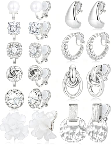 Boucles d'oreilles à clip fleur CZ et perle le cadeau parfait pour femme sans perçage