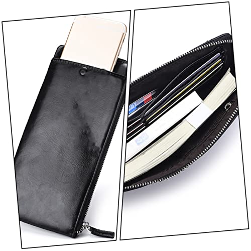 Beaupretty Long Men Wallet Large Capacity Soft Leather Travel Handbag with Zippers Multi Money Storage Pouch for Cards Coins Cash Casual Carry Black3