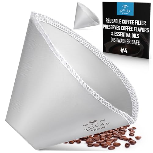 Zulay Kitchen Reusable Pour Over Coffee Filter - Flexible Stainless Steel Mesh Coffee Filter Cone for Hario, Chemex, Ovalware, and Other Carafes (1 Count)