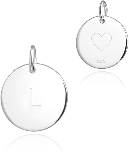 adabele Auténtico Collar con dije de letra del alfabeto A-Z de 26 letras pequeñas de 12 mm de plata de ley redonda para aretes, pulseras, collares,