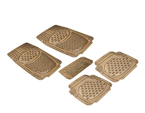 Image of Auto Hub Anty-Skid Rubber Car Floor Mats for Tata Tiago,Automotive Floor Mats - Smoke-Set of 5