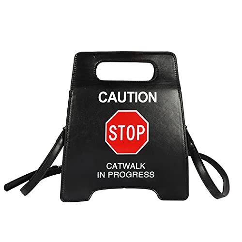 Caution Stop Sign Catwalk in Progress Funny Purse Messenger Bag Shoulder Crossbody Bag for Women
