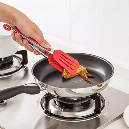 Royal Cuisine Kitchen Tongs Silicone Tongs Heat Resistant Handle with Easy Grip Non-Slip Smart Locking Stainless Steel Cooking Tongs for Cooking, Serving, Barbecue, Buffet, Salad and Ice