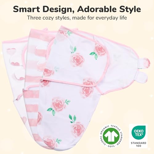 Image of Mama Cheetah Baby Swaddle Sack, Organic Swaddle Blanket, Newborn Swaddling Sleep Sacks, Adjustable Infant Swaddle Wrap, Easy Swaddles for Boy Girl 0-3 Month, Love You, 3-Pack