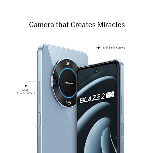 Image of Lava Blaze 2 5G (Glass Blue, 6GB RAM, 128GB Storage) | Stunning Ring Light | 50 MP AI Camera | 5000 mAh Battery | Upto 12 GB Expandable RAM | MediaTek Dimensity 6020 Processor | 18W Fast Charging