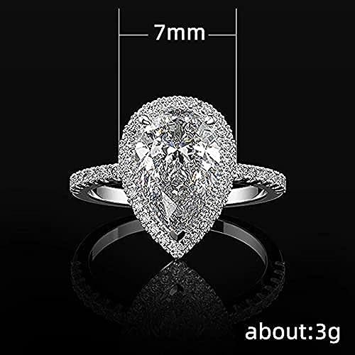 925 Silver Ladies Classic 18K Fashion Elegant Drop Pear Shape Ring Engagement Wedding Ring Ideas Sparkling Drop Shaped Zircon Wedding for Women Jewelry Sizes 6-10 569 <7>2