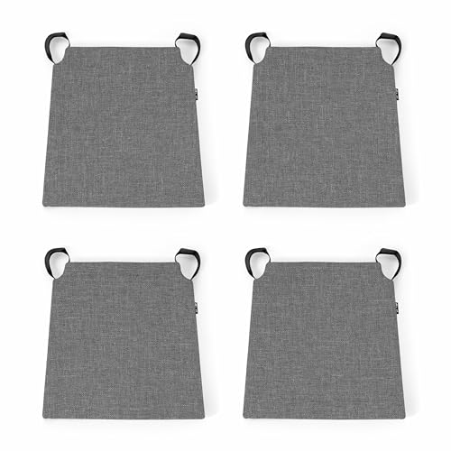 POKAR Lot de 4 Galettes de Chaise avec Bandes Velcro 41x35x40 cm (Épaisseur 5 cm) | Coussins Chaise Forme Trapèze | Assise Confortable pour Intérieur ou...